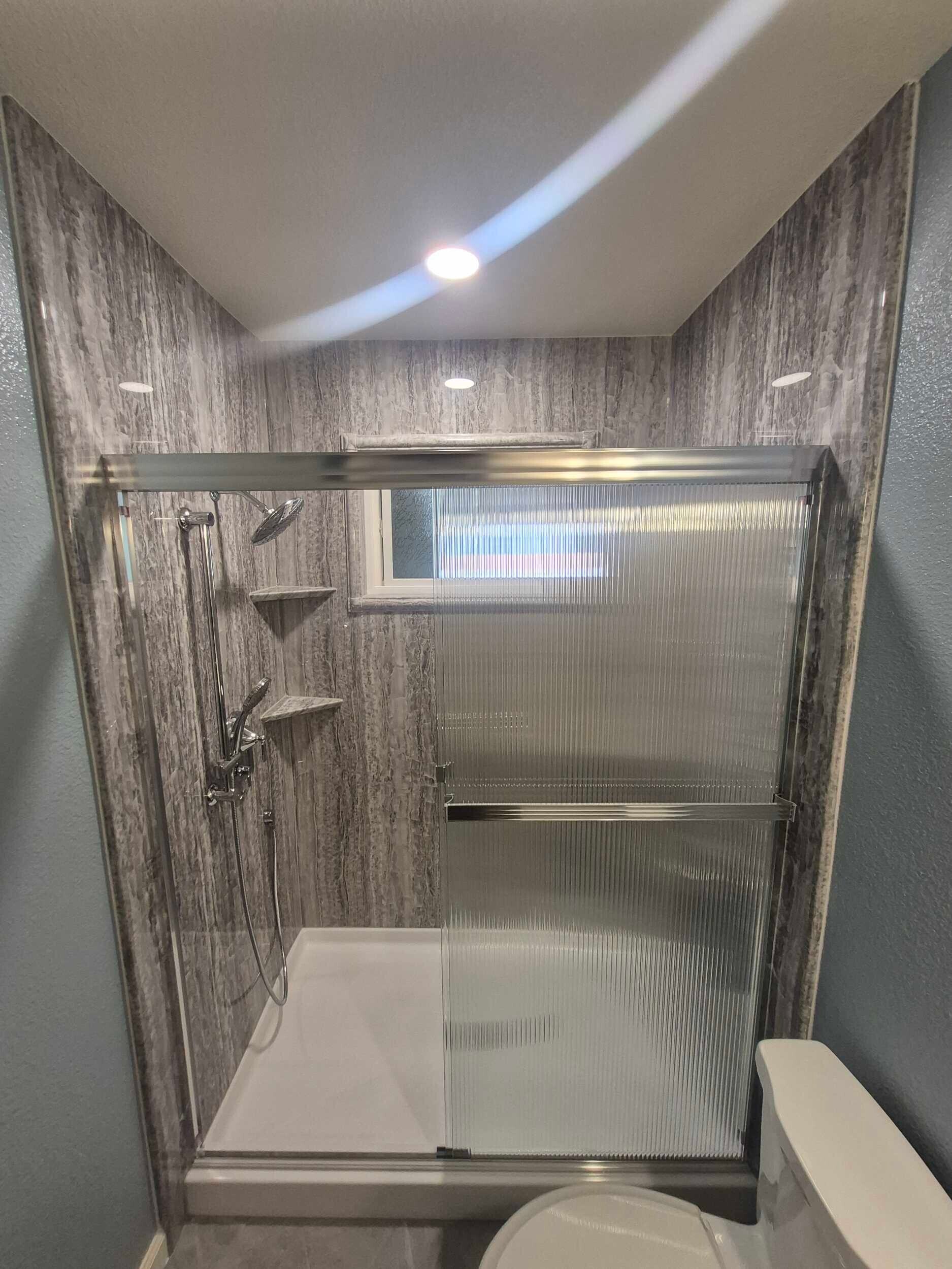 Walk in shower in a Quartz Finish